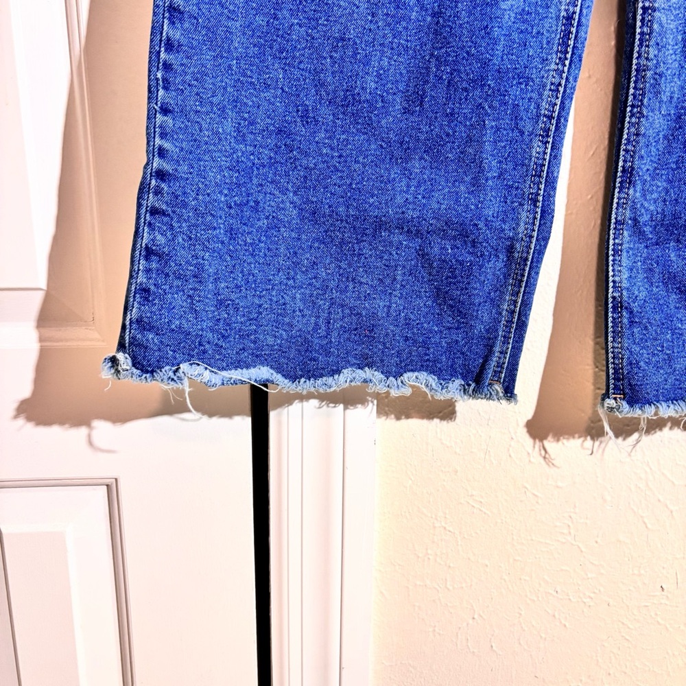 Blue Flare Jeans with Raw Hem - Picture 4 of 5